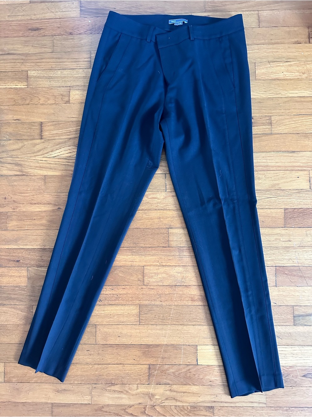 Vince Women’s Black Wool Dress Pants - Slim Tailored Tuxedo Style